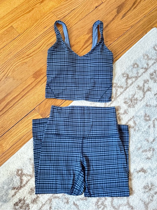 lululemon athletica Pants - Lululemon Set Two Piece Align Tank Top Leggings 17” Glow Grid Washed Denim Multi